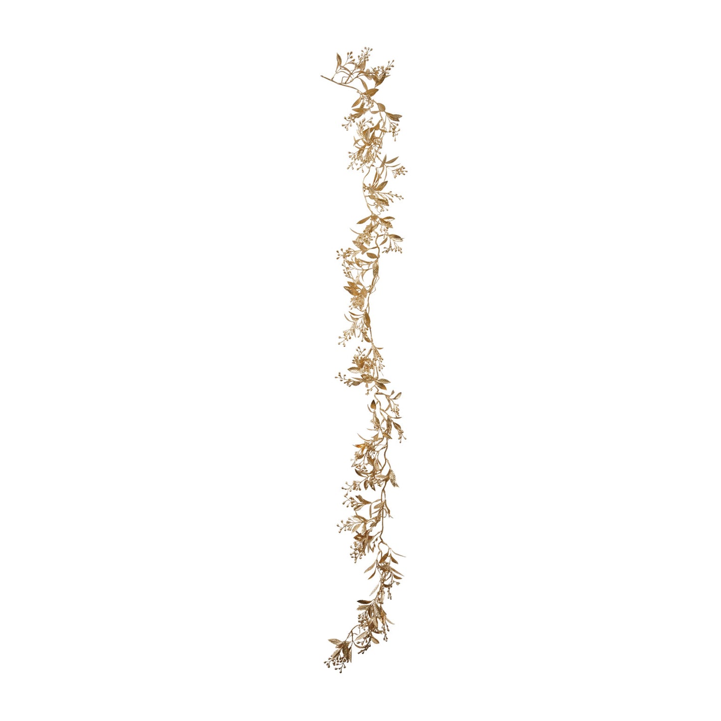 Faux Leaves & Berries Garland, Antique Gold Finish