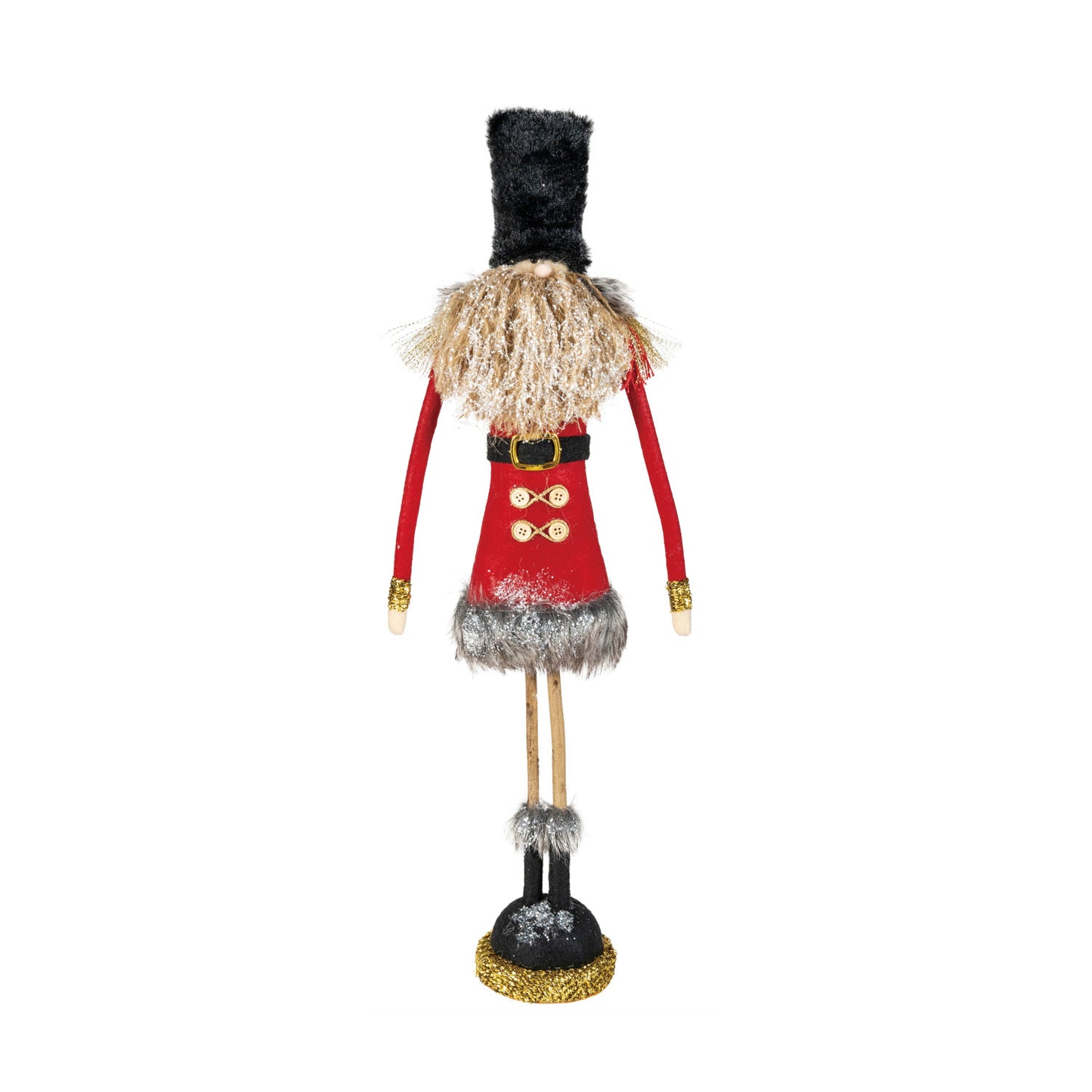 Fabric Soldier with Glitter, Faux Fur & Twig Legs