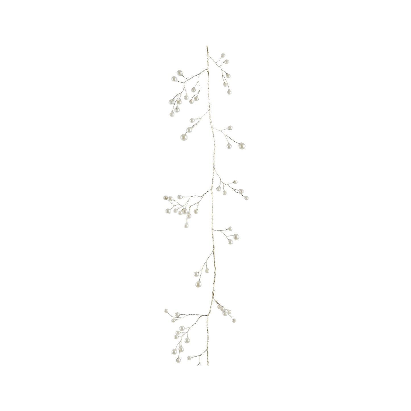 Metal Wire Garland with Faux Pearls, Gold Finish