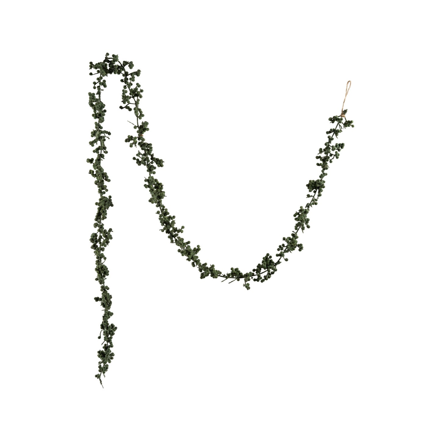 Flocked Foam Ball Garland, Dark Green