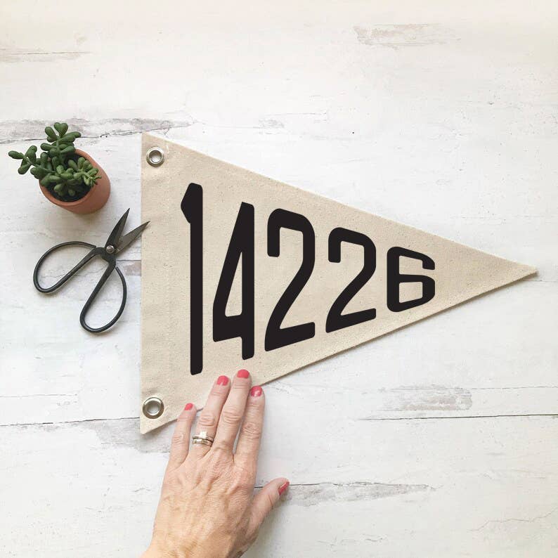 Custom Zip Code Pennant Flag - Customized Canvas Banner