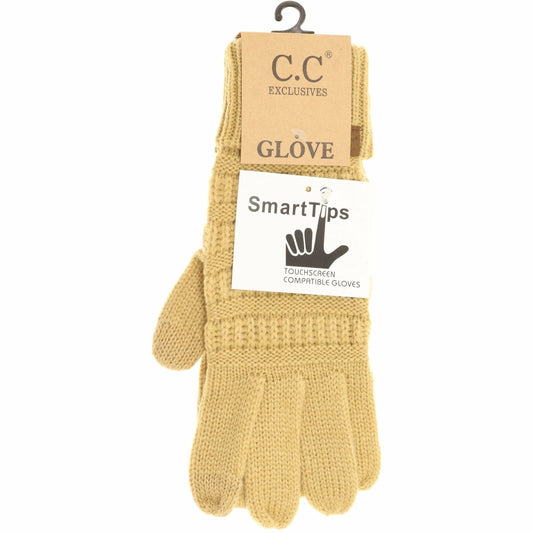 Solid Cable Knit CC Gloves G20: Camel