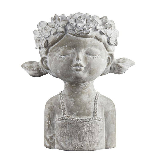 Cement Girl Head Pot